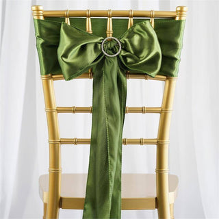 Add a Touch of Elegance with Olive Green Satin Chair Sashes