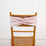 5 Pack Velvet Ruffle Stretch Chair Sashes, Decorative Velvet Chair Bands - Rose Gold | Blush