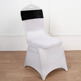 5 Pack Black Velvet Ruffle Stretch Chair Sashes, Decorative Velvet Chair Bands