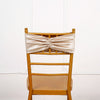 5 Pack Champagne Velvet Ruffle Stretch Chair Sashes, Decorative Velvet Chair Bands