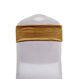 5 Pack Gold Velvet Ruffle Stretch Chair Sashes, Decorative Velvet Chair Bands
