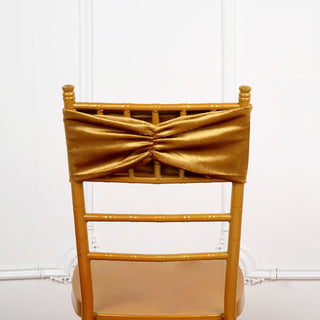 Add Elegance to Your Chairs with Gold Velvet Ruffle Stretch Chair Sashes