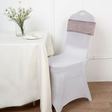 5 Pack Mauve Velvet Ruffle Chair Bands, Stretch Wedding Chair Cover Sashes