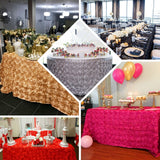 21FT Wholesale Rosette 3D Satin Table Skirt For Restaurant Party Event Decoration - RED