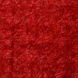 21FT Wholesale Rosette 3D Satin Table Skirt For Restaurant Party Event Decoration - RED#whtbkgd
