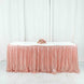 17ft Glitzy Blush / Rose Gold Sequin Pleated Satin Table Skirt With Top Velcro Strip