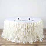 21FT Ivory Curly Willow Taffeta Table Skirt