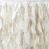 17FT Ivory Curly Willow Taffeta Table Skirt#whtbkgd