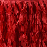 14ft Enchanting Curly Willow Taffeta Table Skirt - Red#whtbkgd