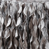 14ft Enchanting Curly Willow Taffeta Table Skirt - Silver#whtbkgd