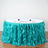 21FT Turquoise Curly Willow Taffeta Table Skirt