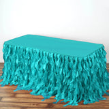 21FT Turquoise Curly Willow Taffeta Table Skirt