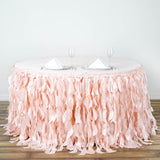 14FT Rose Gold | Blush Curly Willow Taffeta Table Skirt