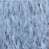 17FT Dusty Blue Curly Willow Taffeta Table Skirt#whtbkgd