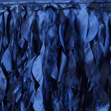 17FT Navy Blue Curly Willow Taffeta Table Skirt#whtbkgd
