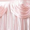 21FT Blush | Rose Gold Pleated Satin Double Drape Table Skirt#whtbkgd
