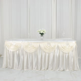 Elevate Your Event Decor with the 14ft Ivory Pleated Satin Table Skirt