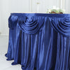 14ft Navy Blue Pleated Satin Double Drape Table Skirt