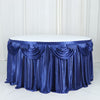 14ft Navy Blue Pleated Satin Double Drape Table Skirt