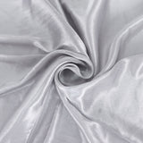 14ft Silver Pleated Satin Double Drape Table Skirt#whtbkgd