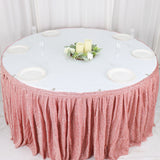 17ft Blush / Rose Gold Metallic Shimmer Tinsel Spandex Pleated Table Skirt with Top Velcro Strip