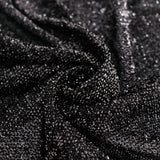 17ft Black Metallic Shimmer Tinsel Spandex Pleated Table Skirt with Top Velcro Strip#whtbkgd