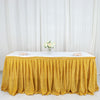 17ft Gold Metallic Shimmer Tinsel Spandex Pleated Table Skirt with Top Velcro Strip