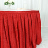 17ft Red Metallic Shimmer Tinsel Spandex Pleated Table Skirt with Top Velcro Strip