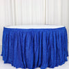 17ft Royal Blue Metallic Shimmer Tinsel Spandex Pleated Table Skirt with Top Velcro Strip