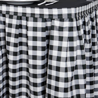 Unleash Your Creativity with the 14ft White/Black Buffalo Plaid Gingham Table Skirt