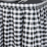 Checkered Table Skirt | 21FT | White/Black | Buffalo Plaid Gingham Polyester Table Skirts#whtbkgd