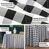 Checkered Table Skirt | 21FT | White/Black | Buffalo Plaid Gingham Polyester Table Skirts