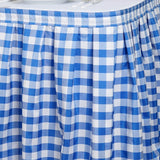 Checkered Table Skirt | 21FT | White/Blue | Buffalo Plaid Gingham Polyester Table Skirts#whtbkgd