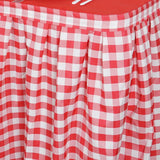 Checkered Table Skirt | 17FT | White/Red | Buffalo Plaid Gingham Polyester Table Skirts#whtbkgd