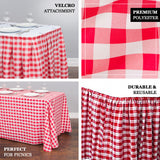 Checkered Table Skirt | 17FT | White/Red | Buffalo Plaid Gingham Polyester Table Skirts