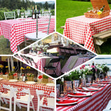 Checkered Table Skirt | 14FT | White/Red | Buffalo Plaid Gingham Polyester Table Skirts