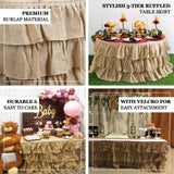 21ft Wholesale Natural 3 Tier Rustic Elegant Ruffled Burlap Table Skirt