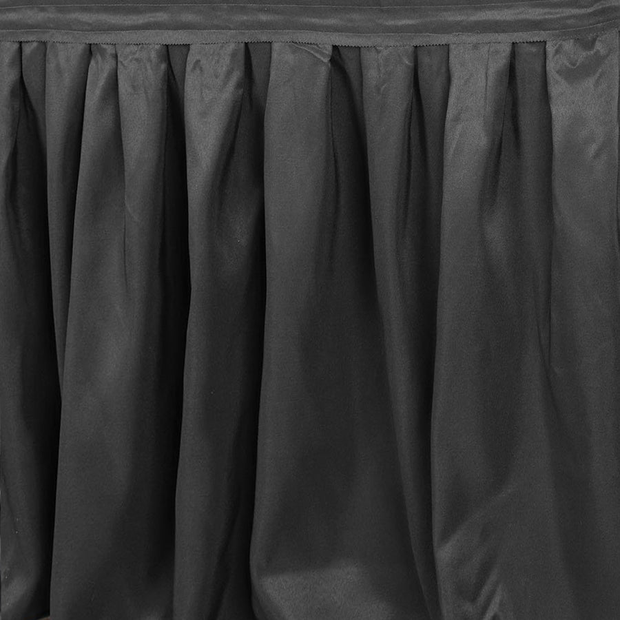 14ft Charcoal Gray Pleated Polyester Table Skirt, Banquet Folding Table Skirt#whtbkgd