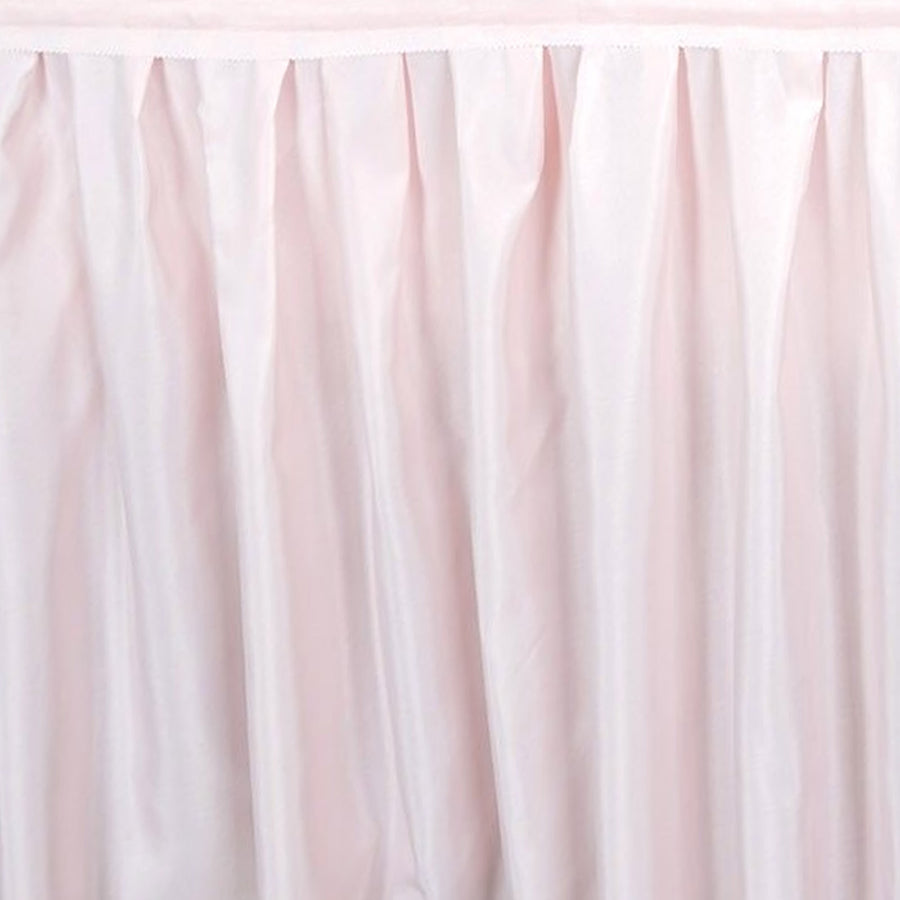 17ft Blush/Rose Gold Pleated Polyester Table Skirt, Banquet Folding Table Skirt#whtbkgd