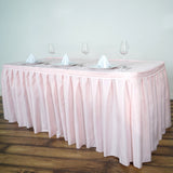 Create an Exquisite Tablescape with the 21ft Blush Pleated Polyester Table Skirt