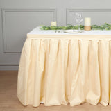 21ft Beige Pleated Polyester Table Skirt, Banquet Folding Table Skirt