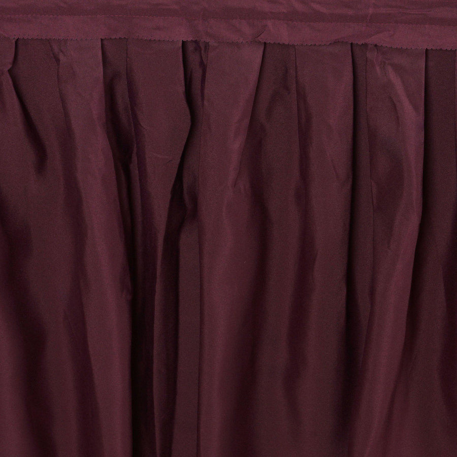 17ft Burgundy Pleated Polyester Table Skirt, Banquet Folding Table Skirt#whtbkgd