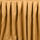 17ft Gold Pleated Polyester Table Skirt, Banquet Folding Table Skirt#whtbkgd