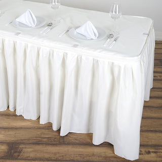 Create a Stunning Ivory Tablescape with our Pleated Polyester Table Skirt