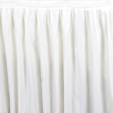 14ft Ivory Pleated Polyester Table Skirt, Banquet Folding Table Skirt#whtbkgd
