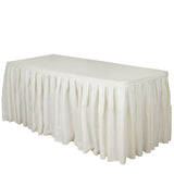 14ft Ivory Pleated Polyester Table Skirt, Banquet Folding Table Skirt