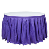 21ft Purple Pleated Polyester Table Skirt, Banquet Folding Table Skirt