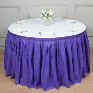 Create a Memorable Atmosphere with the 21ft Purple Pleated Polyester Table Skirt