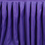 21ft Purple Pleated Polyester Table Skirt, Banquet Folding Table Skirt#whtbkgd