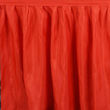 14ft Red Pleated Polyester Table Skirt, Banquet Folding Table Skirt#whtbkgd